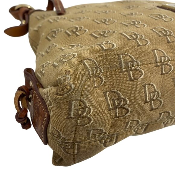Y2K Dooney Bourke Logo Jacquard Canvas Hobo Shoulder Bag Leather Buckle Strap - Picture 6 of 16